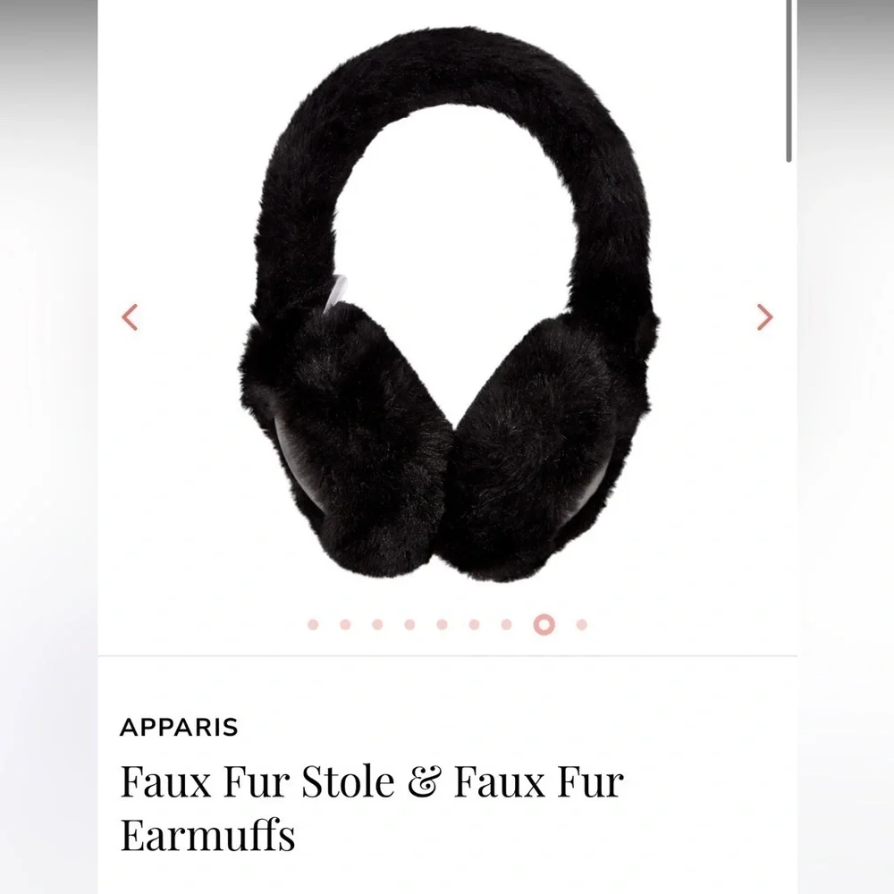 Apparis Black White Faux Fur Stole and Earmuffs